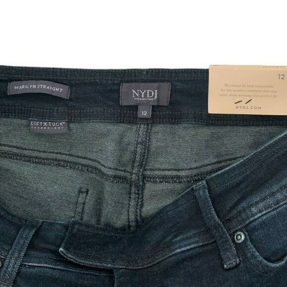 NYDJ Jeans Womens Size 12 Marilyn Straight Leg LiftXTuck Slim Whiskers Denim NEW - Picture 9 of 12